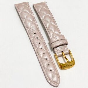 MICHELE Quilted Leather 16MM Watch Strap - Pearly Pink and Gold